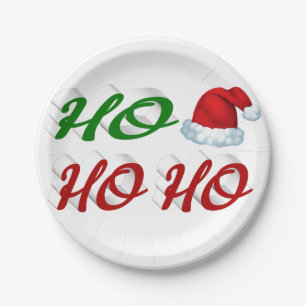 Ho Ho Weihnachtsmannmütze Rot-Grün-Drehbuch Weihna Pappteller