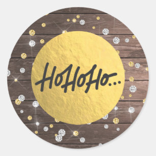 HO HO Weihnachtswald Silver Gold Foil Runder Aufkleber