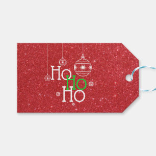 Ho Ho zu Auswirkungen auf den roten Glitzer Geschenkanhänger