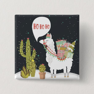 Ho-HoHo Feiertags-Lama Button