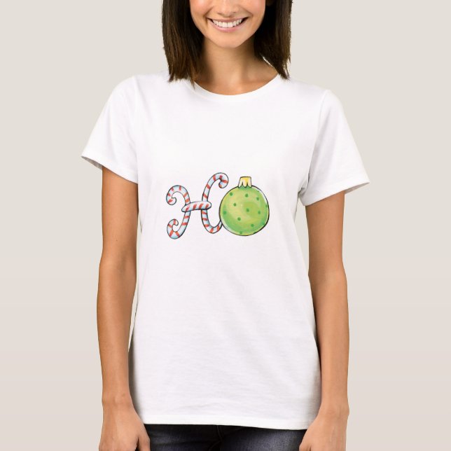 Ho in Candy Canes und ein Round Christmas Ornament T-Shirt (Vorderseite)