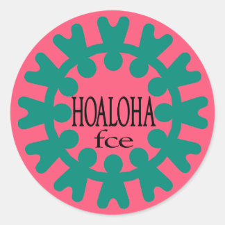 Hoaloha Aquamarin auf rosa Rundkleber Runder Aufkleber