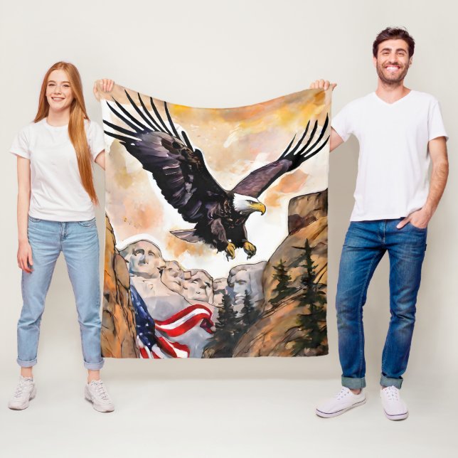 Hoaring American Bald Eagle USA Flagge Fotografy Fleecedecke (Beispiel)