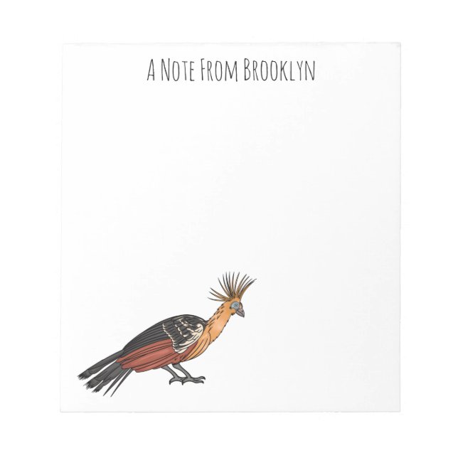 Hoatzin Cartoon Notizblock (Vorderseite)