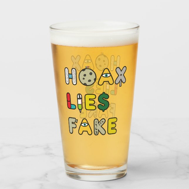 Hoax Lies Fake Glas (Vorne (Gefüllt))