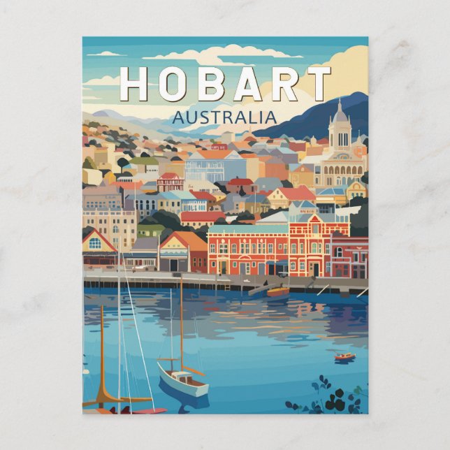 Hobart Australia Reisen Art Vintag Postkarte (Vorderseite)