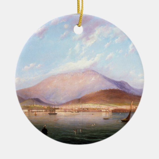 Hobart-Stadt mit Berg Wellington, Tasmanien Keramikornament (Vorne)