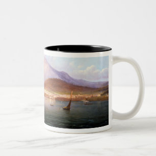 Hobart-Stadt mit Berg Wellington, Tasmanien Zweifarbige Tasse
