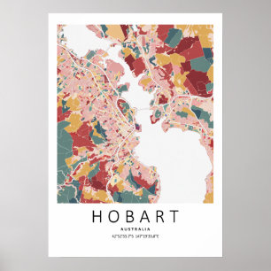 Hobart Tasmanien Karte Poster Moderne Stadt-Wand