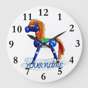 Hobby Pferd mit Namen Große Wanduhr