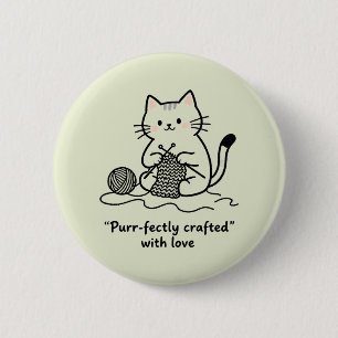 Hobbyschmetterlings-Kätzchen-Strickt-Rosige-Wangen Button