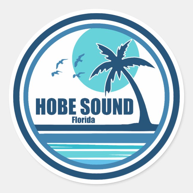 Hobe Sound Florida Palm Tree Birds Runder Aufkleber (Vorderseite)