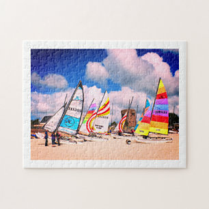 Hobie-Boote am Strand von Jersey