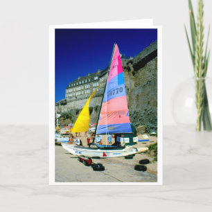 Hobie Segelboot in St Malo Feiertagskarte
