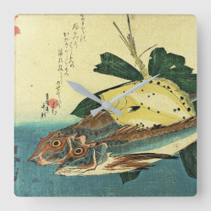 Hobo & Karei - Japanische Fischdruckerei in Hirosh Quadratische Wanduhr
