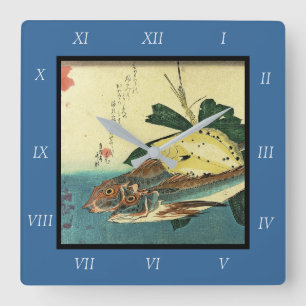 Hobo & Karei - Japanische Fischdruckerei in Hirosh Quadratische Wanduhr