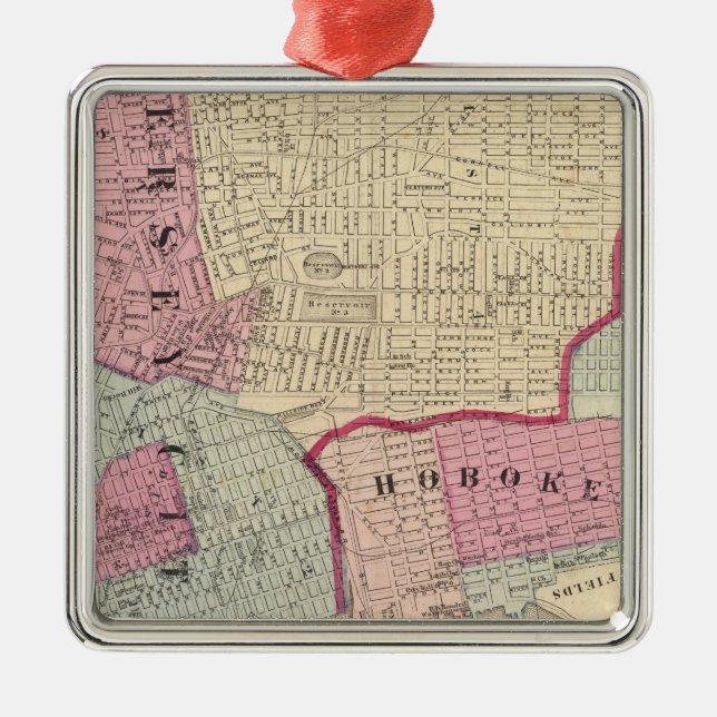 Hoboken, Jersey City Ornament Aus Metall (Vorne)