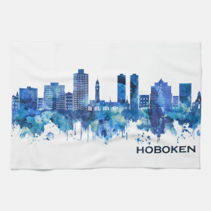 Hoboken New Jersey Skyline Blue Geschirrtuch