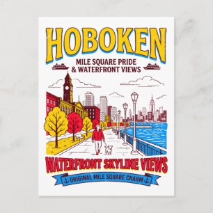 Hoboken-Wasserfront-Skyline-Ansichten Mile Square Postkarte