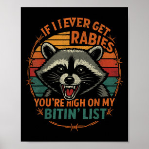 Hoch auf meiner Bitliste Rabid Raccoon Retro Meme Poster