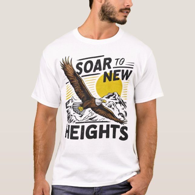 Hoch auf neue Höhen: Adler und Berg mit Inspiratio T-Shirt (Vorderseite)