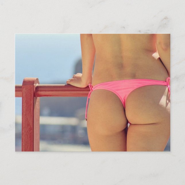 HOCH! Bikini Girl Foto Postkarte (Vorderseite)