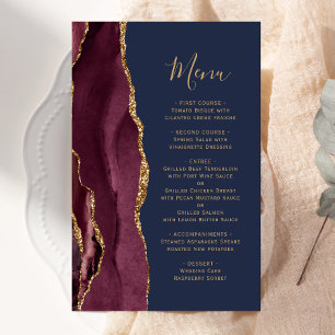 Hoch Budget Burgundy Gold Agate Navy Hochzeitsmenü