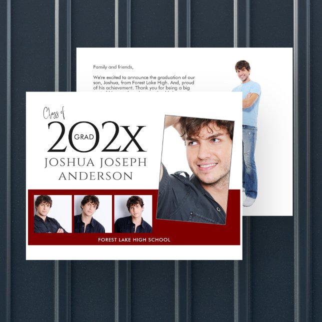 Hoch entwickelte Abschluss Foto Collage Ruby Red Mitteilungskarte (Von Creator hochgeladen)