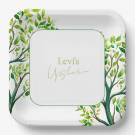 Hoch entwickelte Aquarellbaum Upsherin Upshernish Pappteller