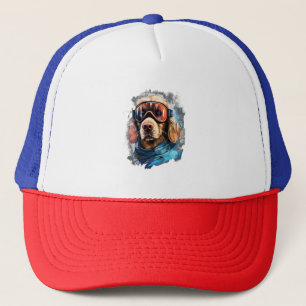 Hoch entwickelte Pooch Portraits Trendy Dog Head A Truckerkappe