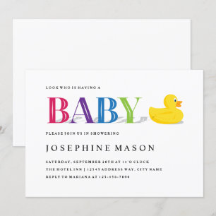 Hoch entwickelte Rubber Duck Rainbow Baby Shower Einladung