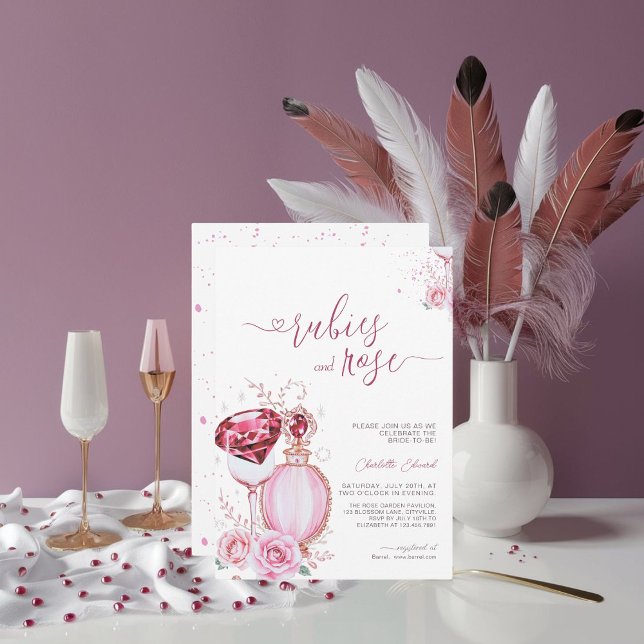 Hoch entwickelte Rubine und Rose Brautparty Einladung (Von Creator hochgeladen)