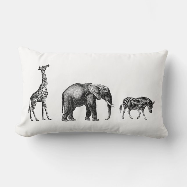 Hoch entwickelte Safari, Giraffe, Elefant, Zebra Lendenkissen (Vorderseite)