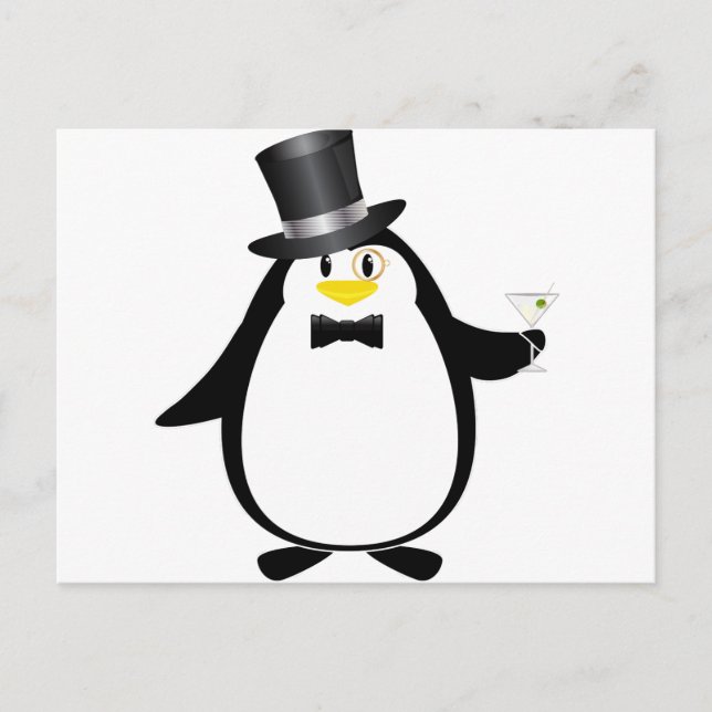 Hoch entwickelter Pinguin mit Martini Postkarte (Vorderseite)