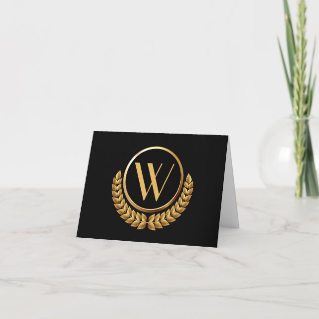 Hoch entwickeltes Gold und schwarzes Notecard Dankeskarte (Vorderseite)