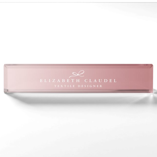 Hoch entwickeltes Rosen-Goldchic-Bogen-Schwarzes Namensplakette (Vorderseite)