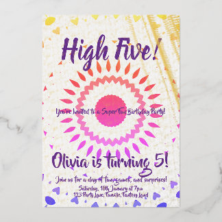 Hoch fünf! 5. Geburtstag Folieneinladung