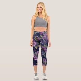 Hoch geschnittene Floral Capri Leggings