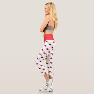 Hoch geschnittene Yoga-Capris, rote Rosen weiße Un Capri Leggings