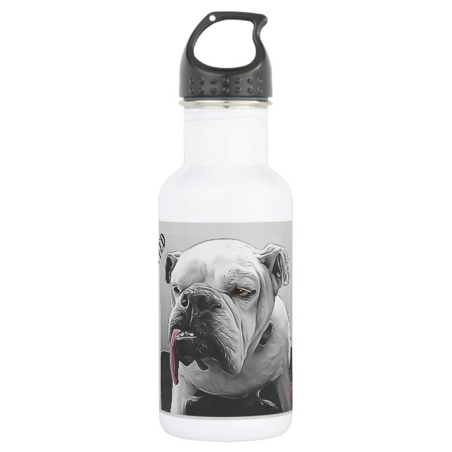 Hoch motivierte, schläfrige, rosa Bulldogge Edelstahlflasche (Vorderseite)