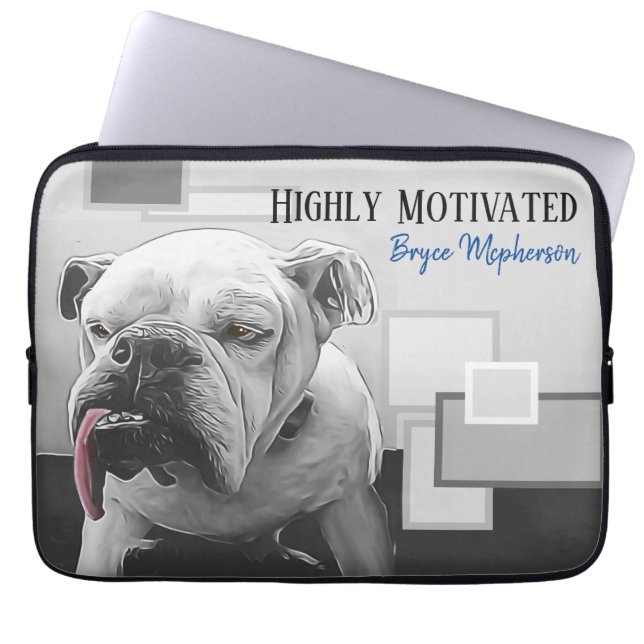 Hoch motivierter Bulldog mit Einstellung pink Zung Laptopschutzhülle (Vorderseite)
