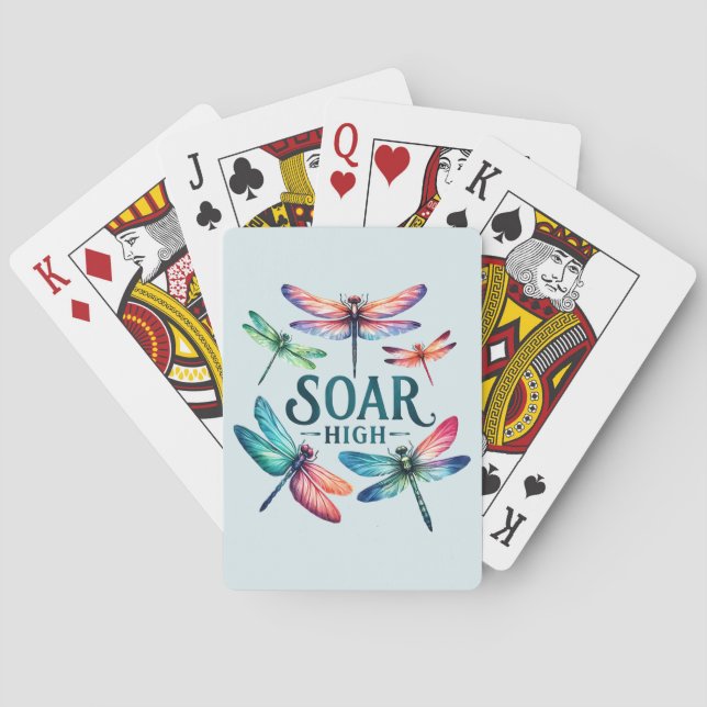 Hoch nach oben - Libelle farbenfroh Inspiration Spielkarten (Rückseite)