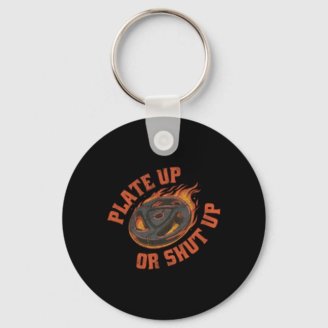 Hoch oder schaltet ab - Krafttrainingshub Schlüsselanhänger (Vorderseite)