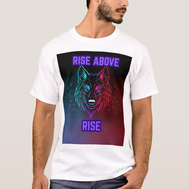 Hoch über Wolf - Neon Geometric Wolf Head T-Shirt (Vorderseite)