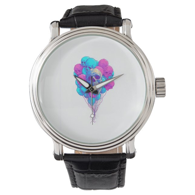 Hoch und Knochen � Lustiger schwebender Schädel Armbanduhr (Vorderseite)