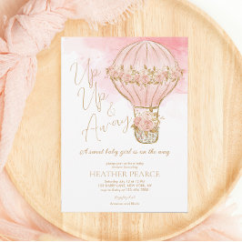 Hoch und weg Rose Heißluftballon Girl Babydusche Einladung