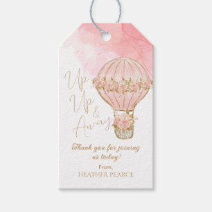 Hoch und weg Rose Heißluftballon Girl Babydusche Geschenkanhänger