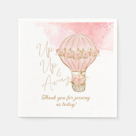 Hoch und weg Rose Heißluftballon Girl Babydusche Serviette
