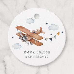 Hoch und weg, Vintage Aquarell-Airplane-Babydusche Geschenkanhänger