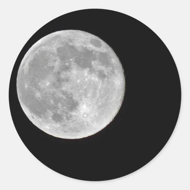 Hochauflösendes Vollmond-Foto Runder Aufkleber (Vorderseite)